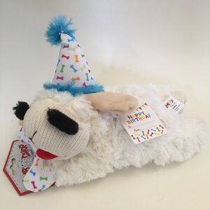 NEW 11” Dog Toy Lamb Chop with Squeaker Soft Plush Birthday Theme